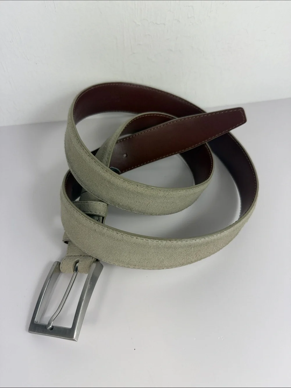 Daniel Cremieux Designer Collection Suede Leather Belt Size L Gray Brown
